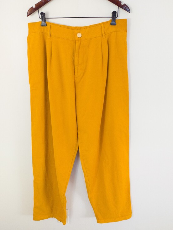 Big Bud Press Pants - Big Bud Press Mustard Heavyweight Pleated Trousers Pants XL Cotton